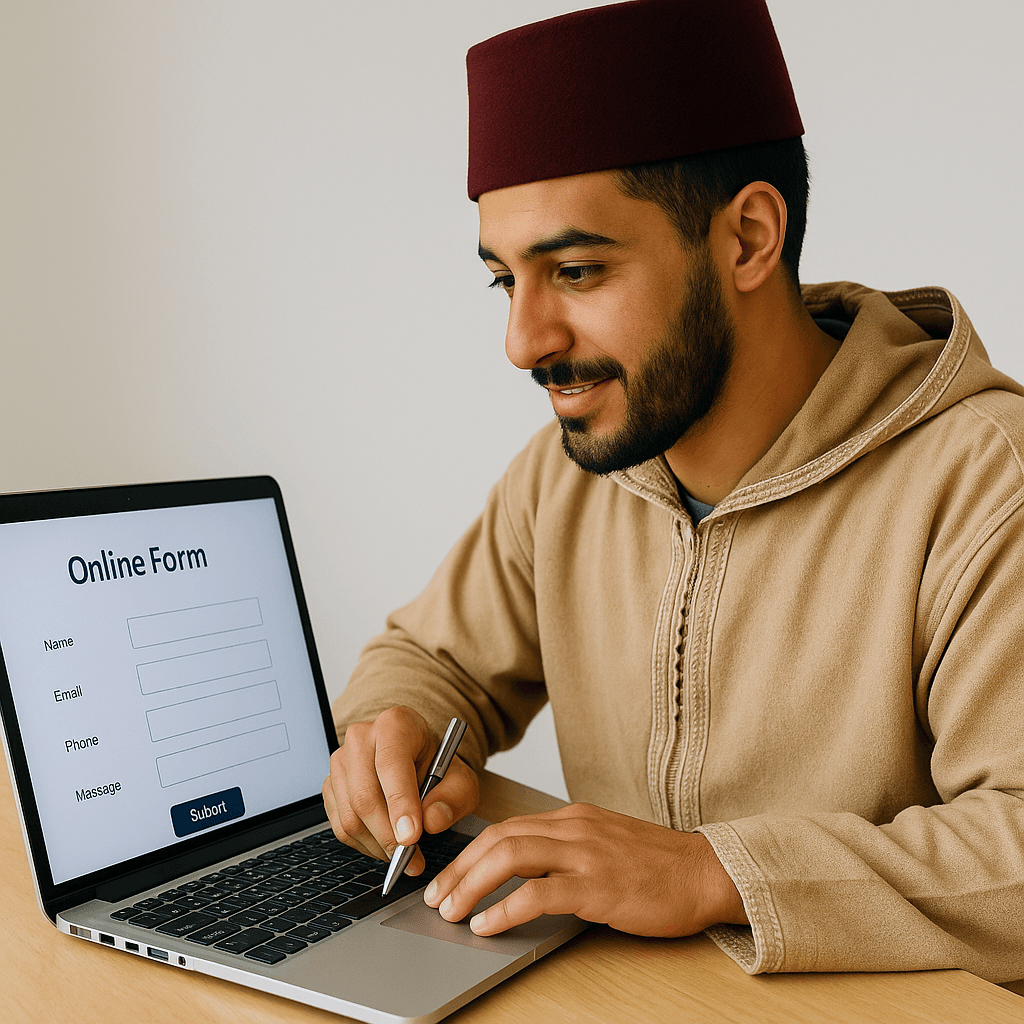 Person using laptop simulation